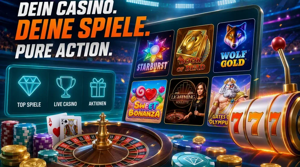 Casino-Lobby mit Spielkategorien und Promotionsbannern